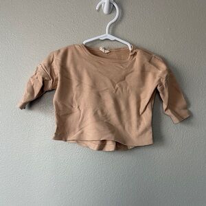Quincy Mae Light Brown Tan Organic Cotton Long Sleeve Tee Size 0-3 Months